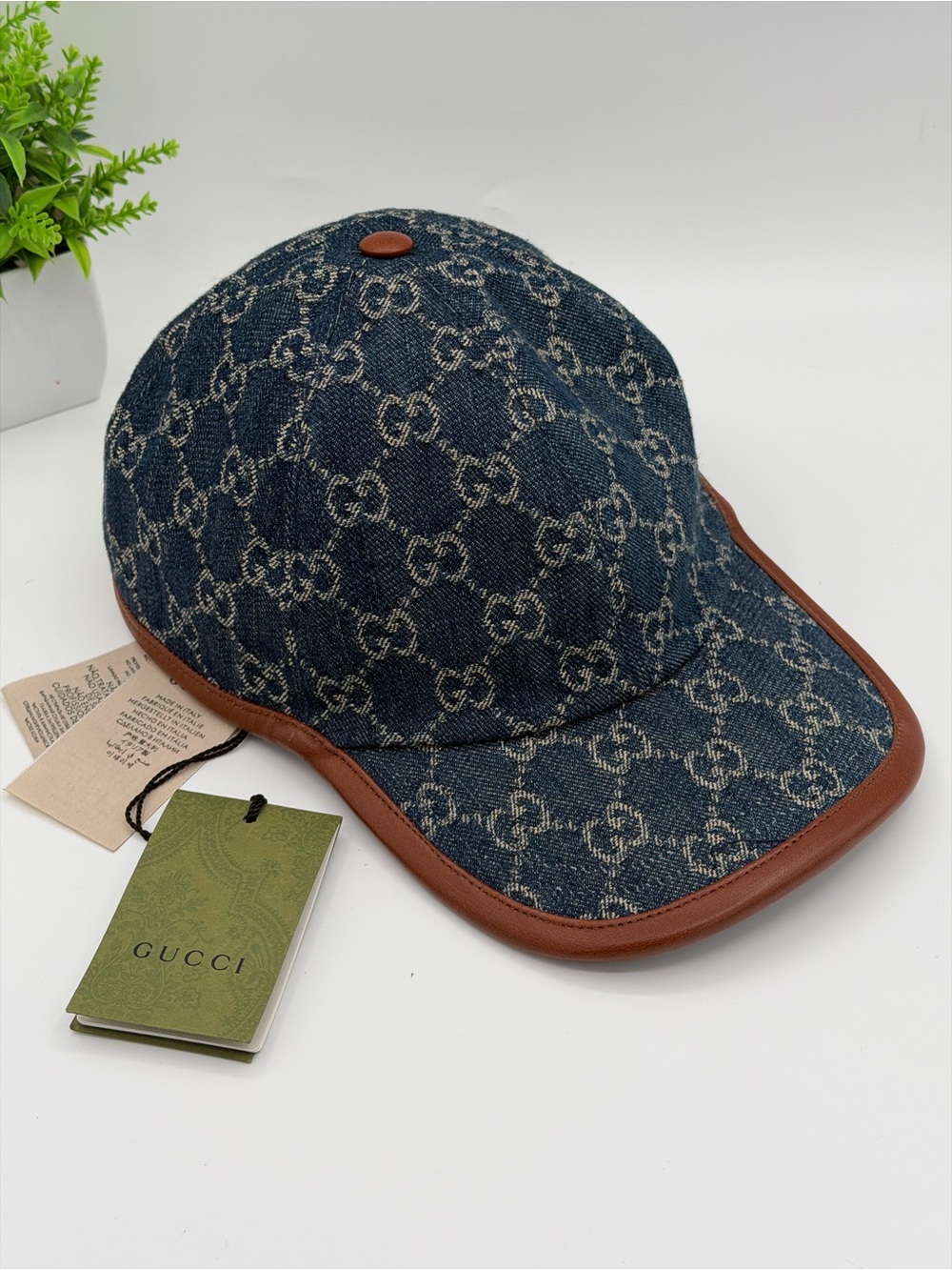 Gucci Blue Denim GG Canvas Baseball Cap with Tag 🔥size L